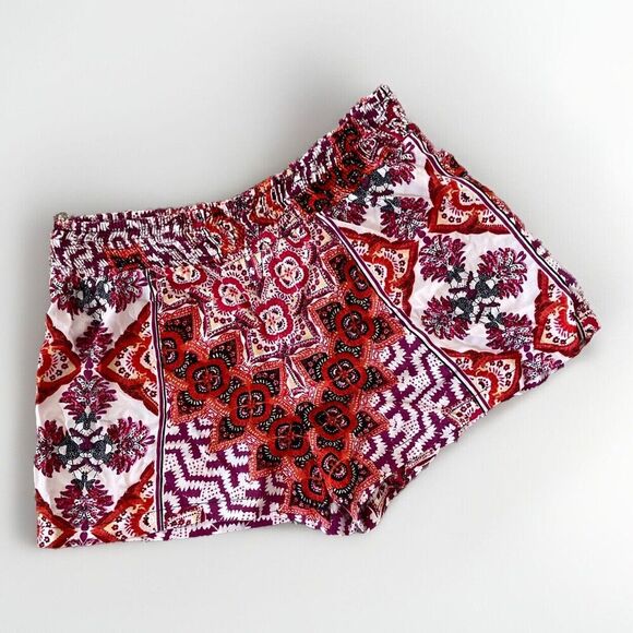 Angie women shorts NWT Small Purple Orange Red boho Hippie pull on Elastic Waist - Picture 1 of 6